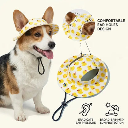 Cute Adjustable Pet Bucket Hat for Cats & Dogs – Lightweight Summer Sun Protection Beach Hat for Small & Medium Pets, Outdoor Walking & Travel
