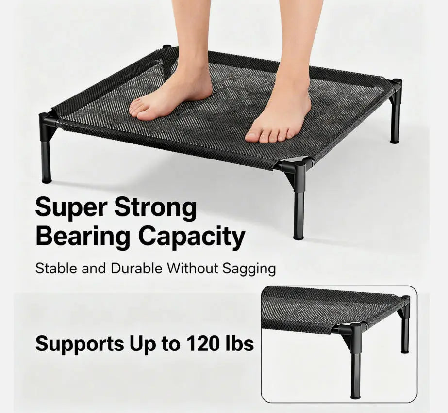 Elevated Cooling Puppy Bed - Breathable Fabric, Durable Raised Pet Cot for Giant Dogs up to 120 Lbs, Indoor & Outdoor Use, Promotes Overall Health, Boosts Airflow, Heat Resistant for Quality Sleep