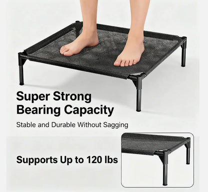 Elevated Cooling Puppy Bed - Breathable Fabric, Durable Raised Pet Cot for Giant Dogs up to 120 Lbs, Indoor & Outdoor Use, Promotes Overall Health, Boosts Airflow, Heat Resistant for Quality Sleep