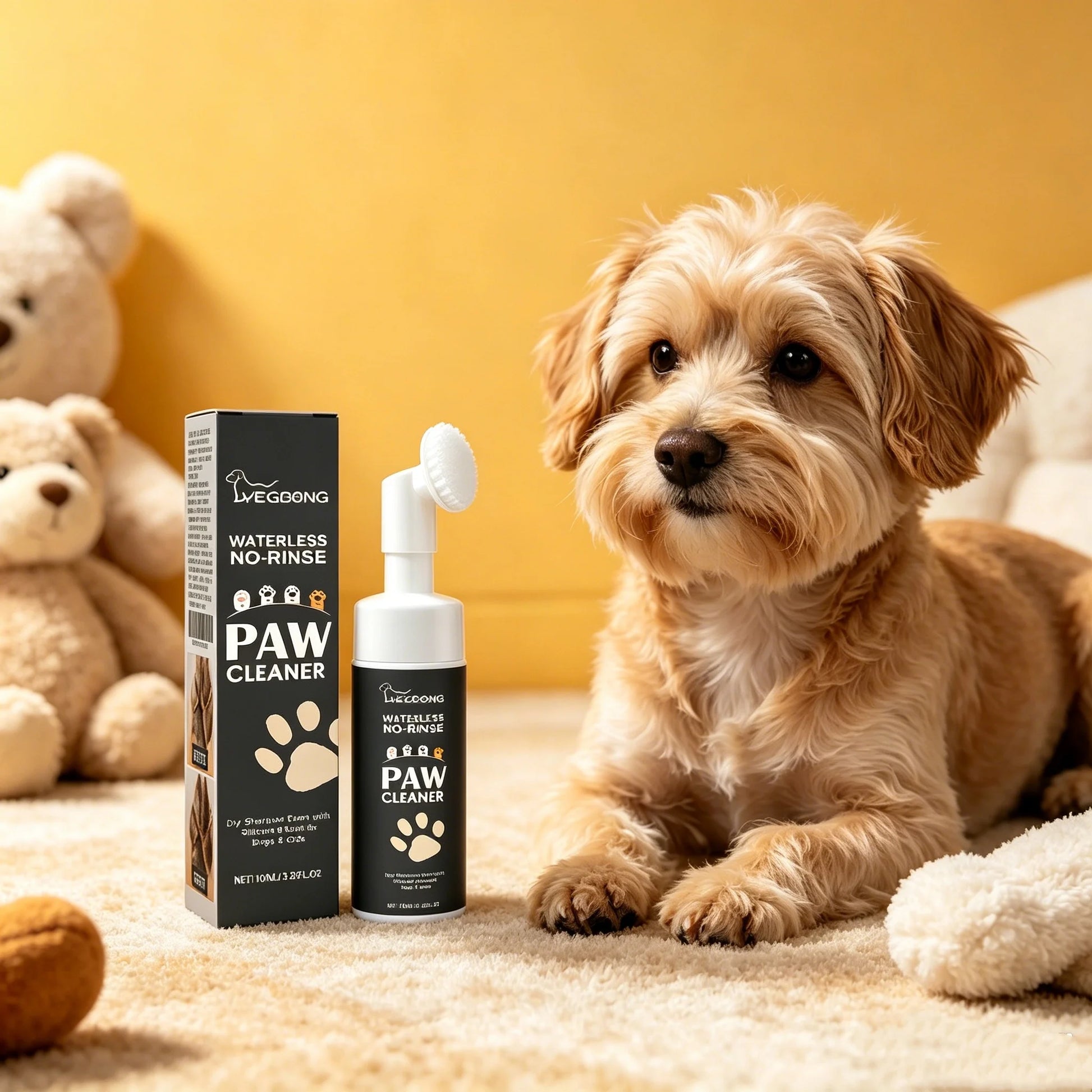 Pet Paw Cleaner with Brush for Dog and Cat Ph Balanced Sensitive Skin Waterless Keep Moisturizing Pet Foot Cleaning Shampoo Foam