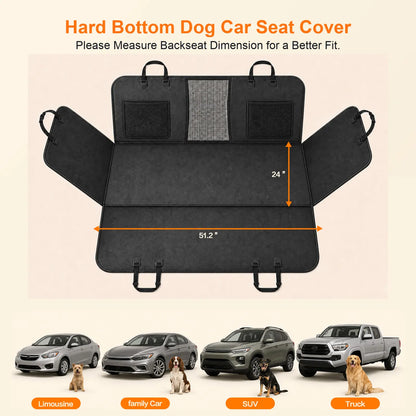 Hard Bottom Back Seat Extender for Dogs, Waterproof PU Leather Dog Car Seat Cover Hammock, 400Lbs Capacity Heavy Duty Pet Protector Fits Cars, Suvs & Trucks