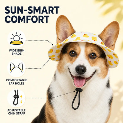 Cute Adjustable Pet Bucket Hat for Cats & Dogs – Lightweight Summer Sun Protection Beach Hat for Small & Medium Pets, Outdoor Walking & Travel