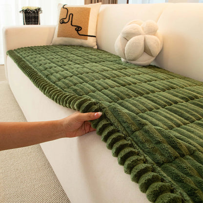 Washable Pet-Friendly Sofa Cover for 2-Cushion Couches, Non-Slip Fuzzy Blanket Mat