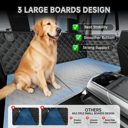 RYNVALE STUDIO Dog Car Seat Cover for Back Seat, Waterproof Hard Bottom Car Hammock for Dog, Backseat Extender Protector for Full-Size Trucks & Suvs, Black
