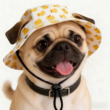 Cute Adjustable Pet Bucket Hat for Cats & Dogs – Lightweight Summer Sun Protection Beach Hat for Small & Medium Pets, Outdoor Walking & Travel