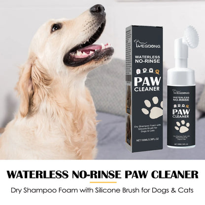 Pet Paw Cleaner with Brush for Dog and Cat Ph Balanced Sensitive Skin Waterless Keep Moisturizing Pet Foot Cleaning Shampoo Foam