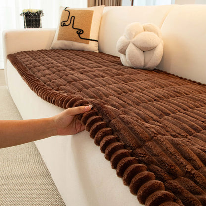 Washable Pet-Friendly Sofa Cover for 2-Cushion Couches, Non-Slip Fuzzy Blanket Mat