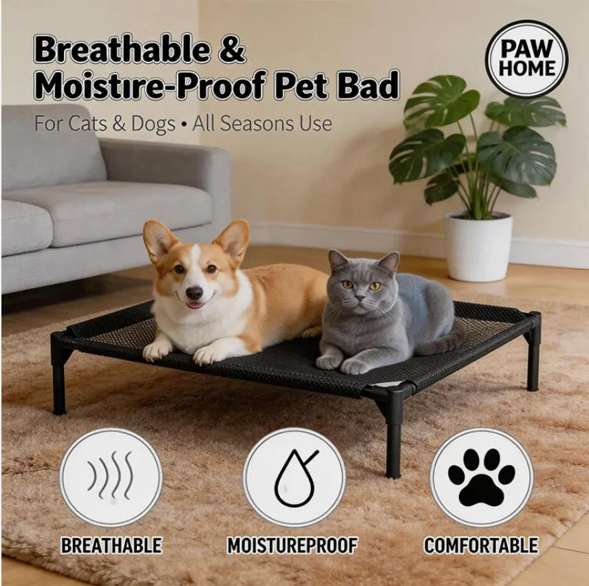 Elevated Cooling Puppy Bed - Breathable Fabric, Durable Raised Pet Cot for Giant Dogs up to 120 Lbs, Indoor & Outdoor Use, Promotes Overall Health, Boosts Airflow, Heat Resistant for Quality Sleep