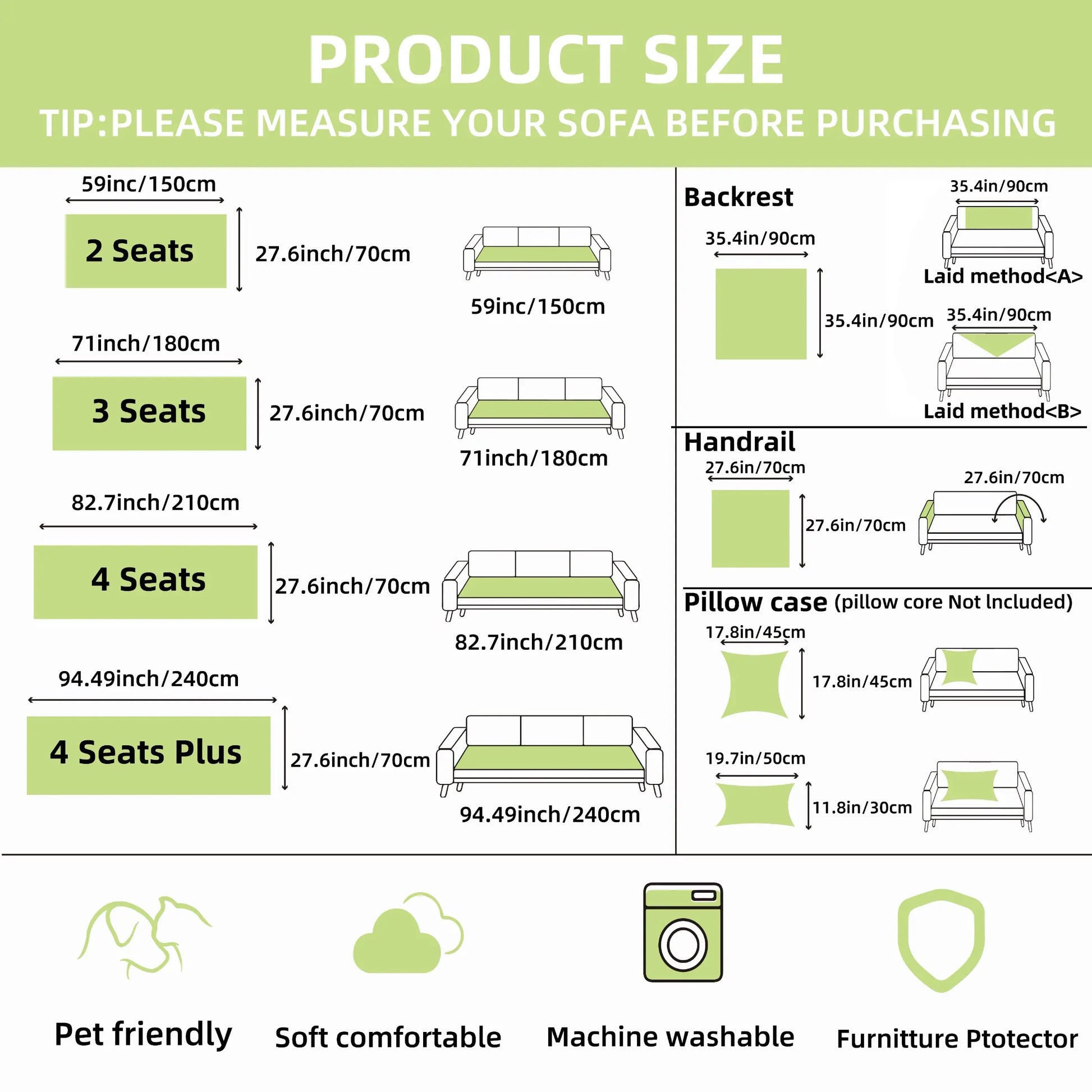 Washable Pet-Friendly Sofa Cover for 2-Cushion Couches, Non-Slip Fuzzy Blanket Mat