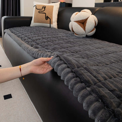 Washable Pet-Friendly Sofa Cover for 2-Cushion Couches, Non-Slip Fuzzy Blanket Mat